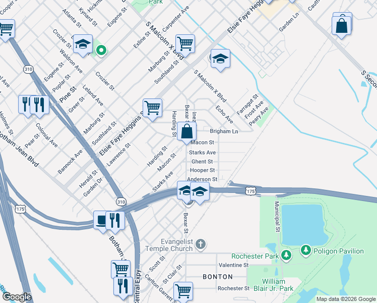 map of restaurants, bars, coffee shops, grocery stores, and more near 2511 Ghent Street in Dallas