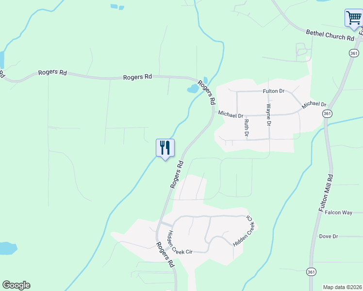 map of restaurants, bars, coffee shops, grocery stores, and more near 226 Lannington Drive in Lizella