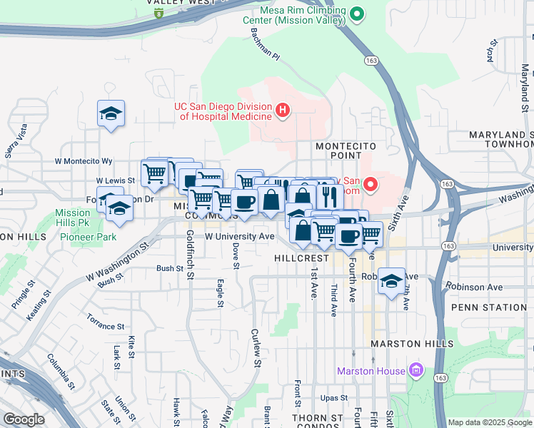 map of restaurants, bars, coffee shops, grocery stores, and more near 3972 Albatross Street in San Diego