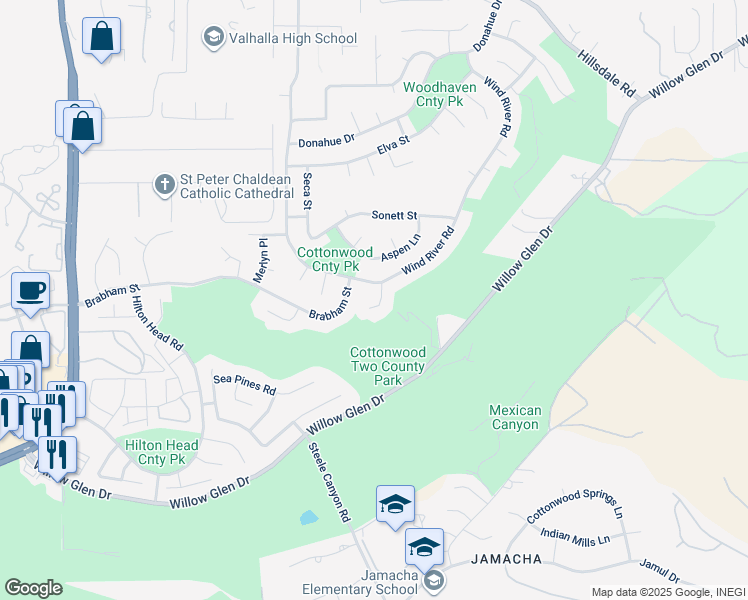 map of restaurants, bars, coffee shops, grocery stores, and more near 2114 Lime Rock Court in El Cajon
