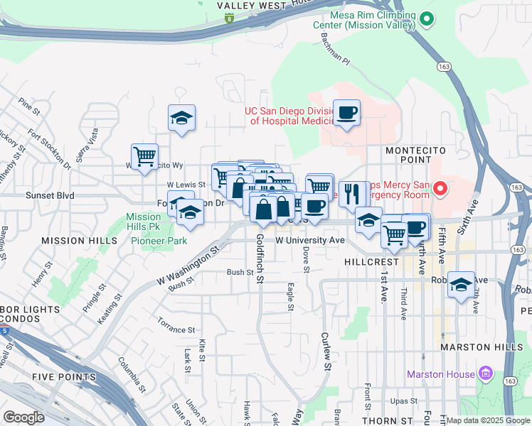 map of restaurants, bars, coffee shops, grocery stores, and more near 818 Fort Stockton Drive in San Diego