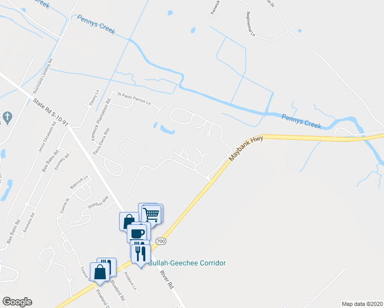 map of restaurants, bars, coffee shops, grocery stores, and more near in Charleston