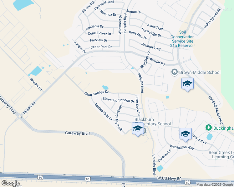 map of restaurants, bars, coffee shops, grocery stores, and more near 3237 Clear Springs Drive in Forney