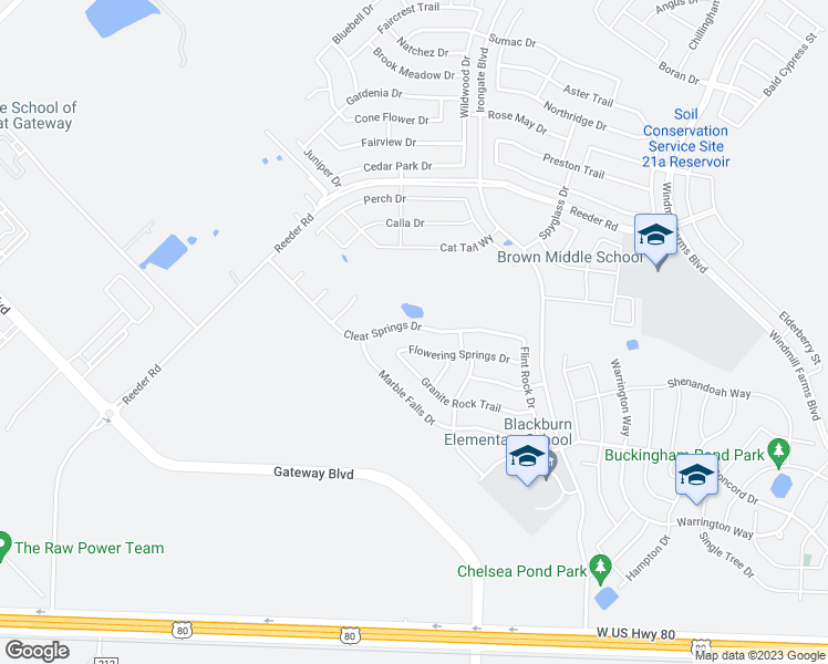 map of restaurants, bars, coffee shops, grocery stores, and more near 3113 Clear Springs Drive in Forney