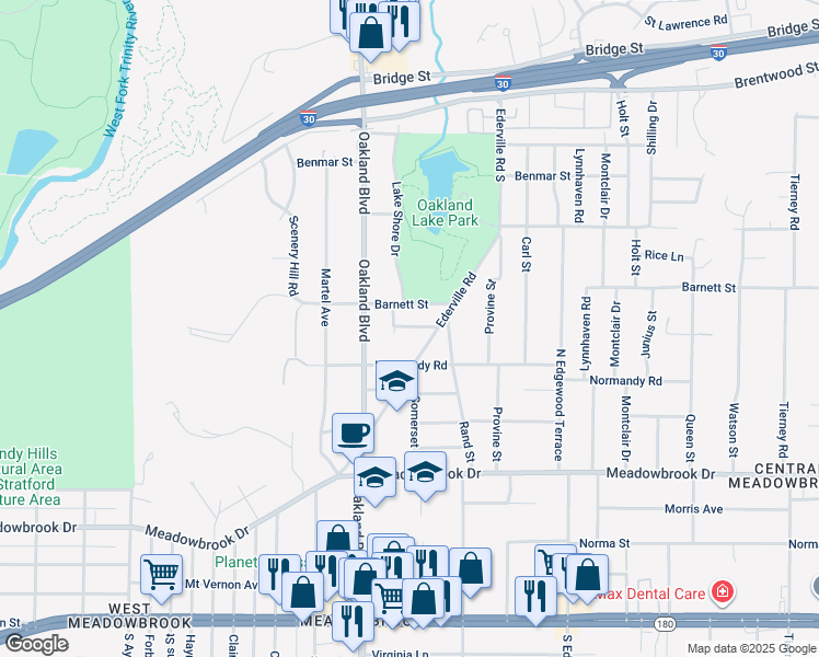 map of restaurants, bars, coffee shops, grocery stores, and more near in Fort Worth