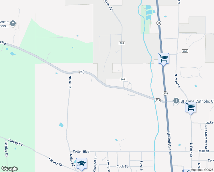map of restaurants, bars, coffee shops, grocery stores, and more near Red Dog Road in Carthage