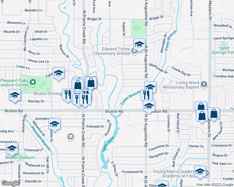 map of restaurants, bars, coffee shops, grocery stores, and more near 9324 Havencove Drive in Dallas