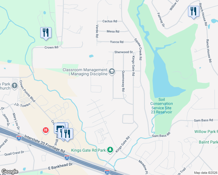 map of restaurants, bars, coffee shops, grocery stores, and more near 616 Knightsbridge Road in Willow Park