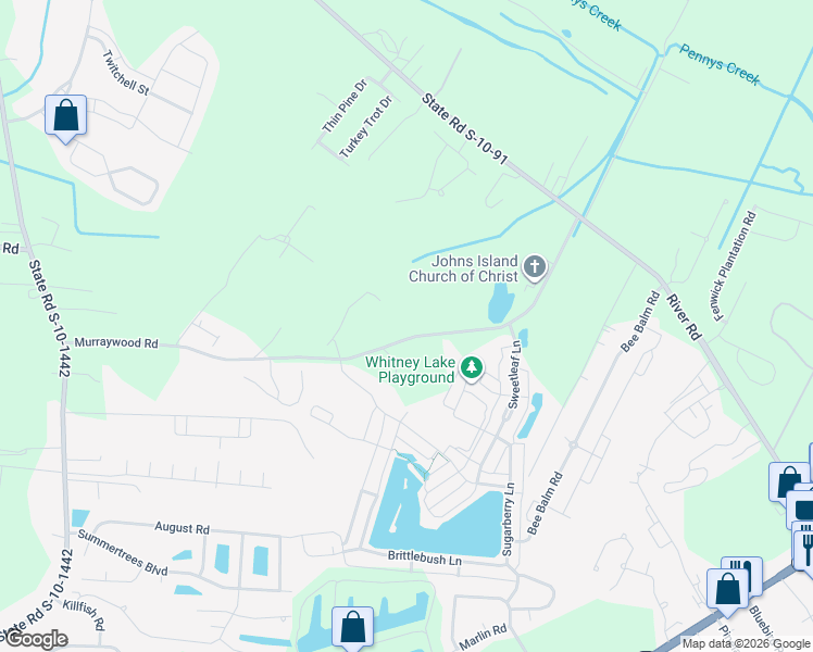 map of restaurants, bars, coffee shops, grocery stores, and more near 2950 State Road S-10-1441 in Johns Island