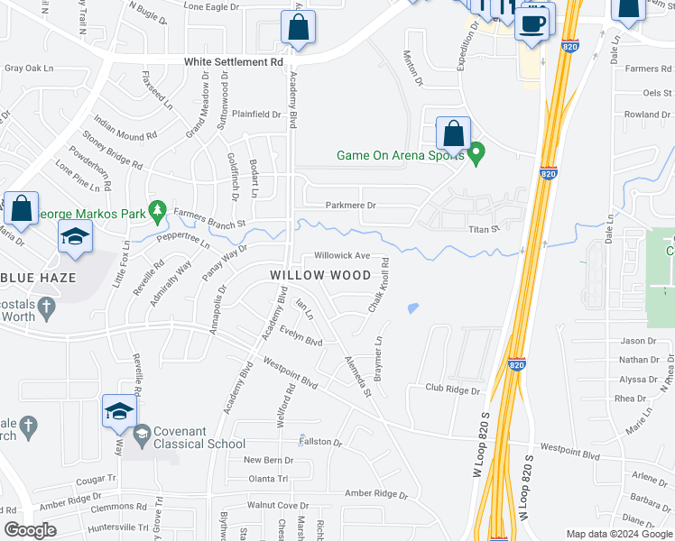 map of restaurants, bars, coffee shops, grocery stores, and more near 9852 Autumn Sage Drive in Fort Worth