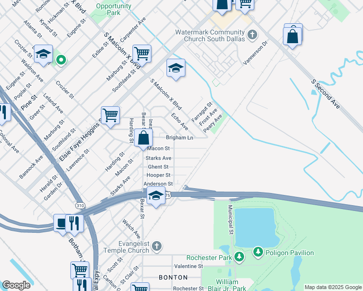 map of restaurants, bars, coffee shops, grocery stores, and more near 2715 Macon St in Dallas
