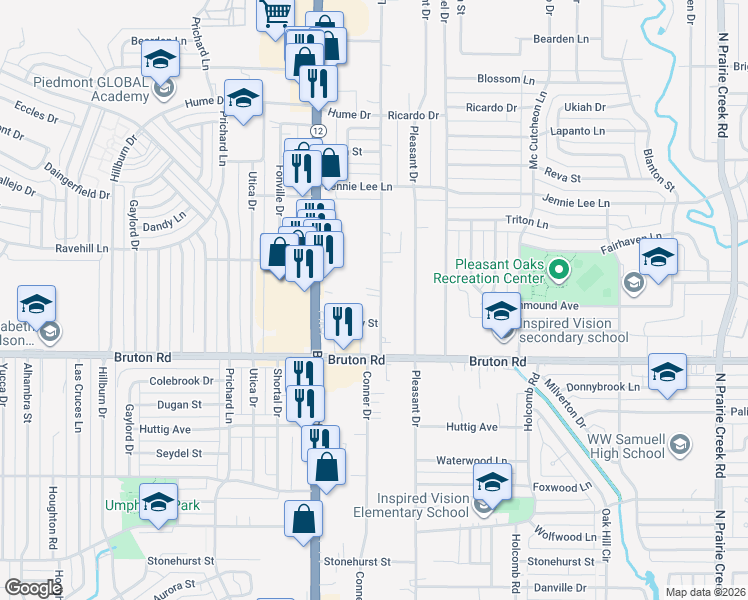 map of restaurants, bars, coffee shops, grocery stores, and more near 2223 Lolita Drive in Dallas
