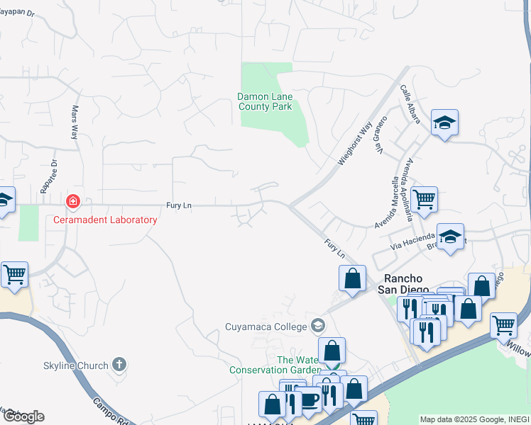 map of restaurants, bars, coffee shops, grocery stores, and more near in El Cajon