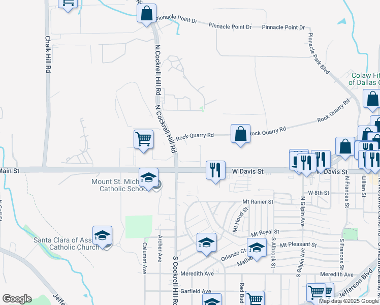 map of restaurants, bars, coffee shops, grocery stores, and more near 600 North Cockrell Hill Road in Dallas