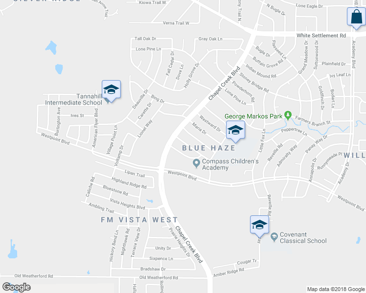 map of restaurants, bars, coffee shops, grocery stores, and more near 10255 Aurora Drive in Fort Worth