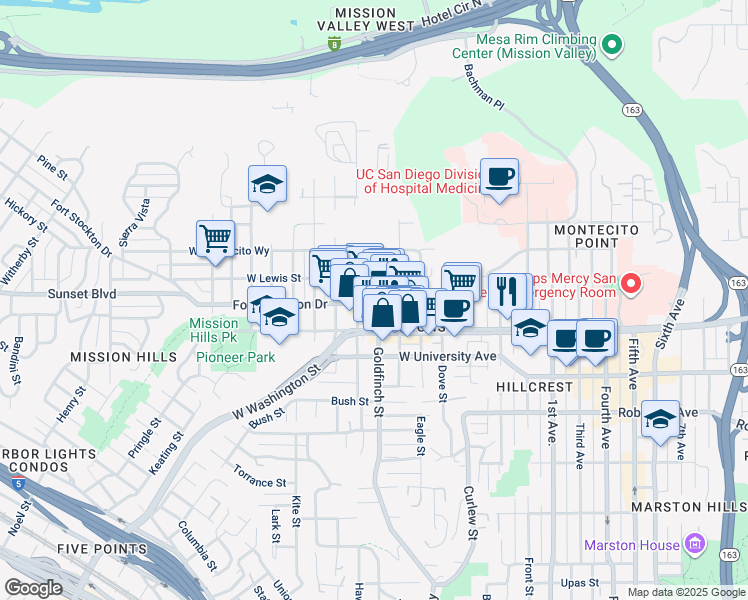 map of restaurants, bars, coffee shops, grocery stores, and more near 818 Fort Stockton Drive in San Diego
