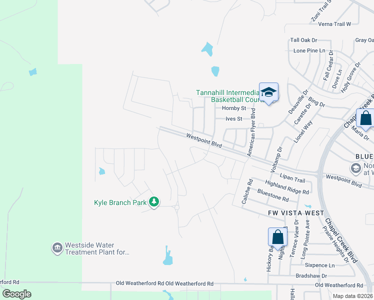 map of restaurants, bars, coffee shops, grocery stores, and more near 11081-11199 Westpoint Boulevard in Fort Worth