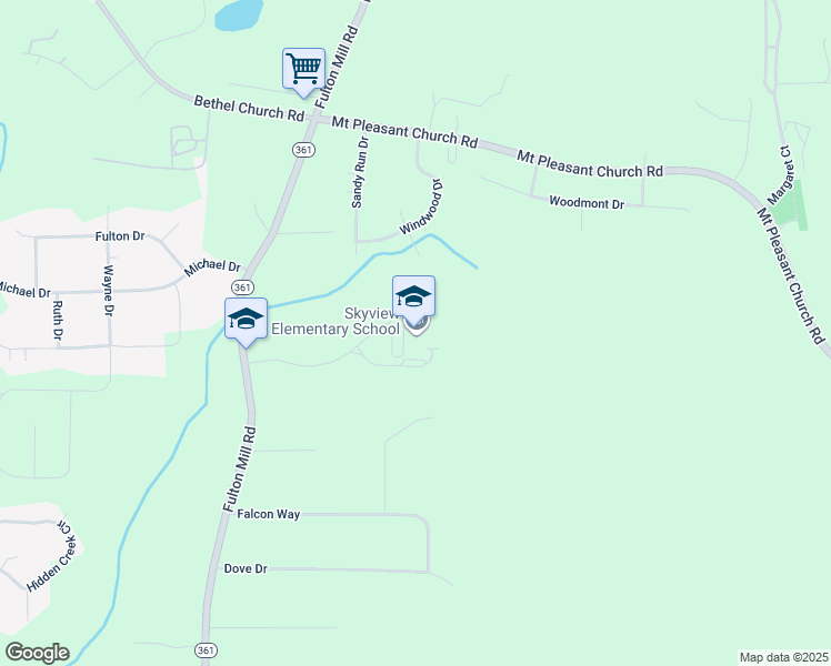 map of restaurants, bars, coffee shops, grocery stores, and more near 5700 Fulton Mill Road in Lizella