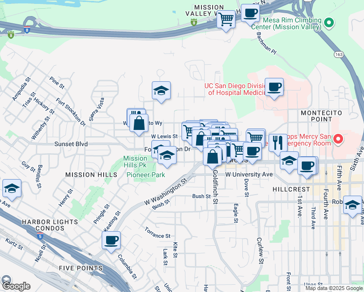 map of restaurants, bars, coffee shops, grocery stores, and more near 4070 Jackdaw Street in San Diego