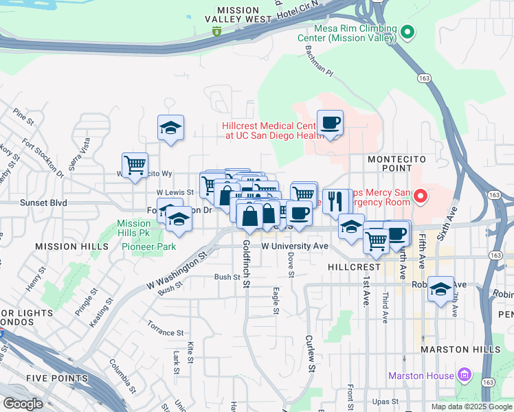 map of restaurants, bars, coffee shops, grocery stores, and more near 818 Fort Stockton Drive in San Diego