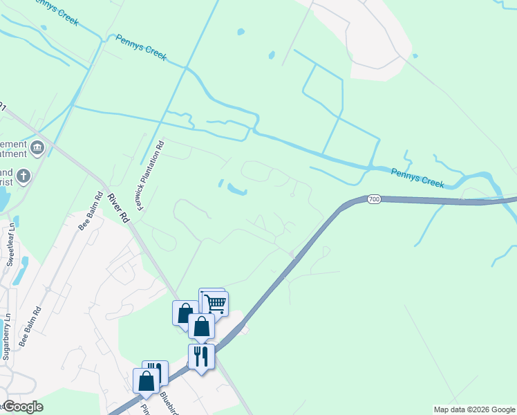 map of restaurants, bars, coffee shops, grocery stores, and more near 60 Fenwick Hall Allee in Johns Island