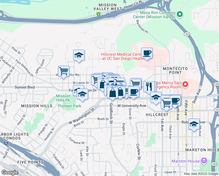 map of restaurants, bars, coffee shops, grocery stores, and more near 818 Fort Stockton Drive in San Diego