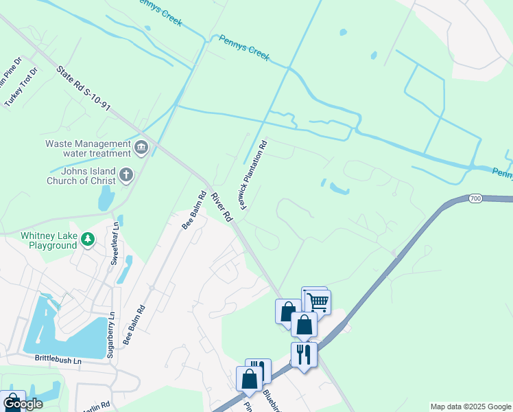 map of restaurants, bars, coffee shops, grocery stores, and more near 1126 Santa Elena Way in Johns Island