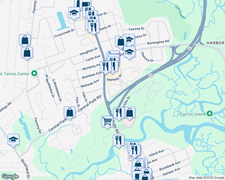 map of restaurants, bars, coffee shops, grocery stores, and more near 550 Folly Road in Charleston