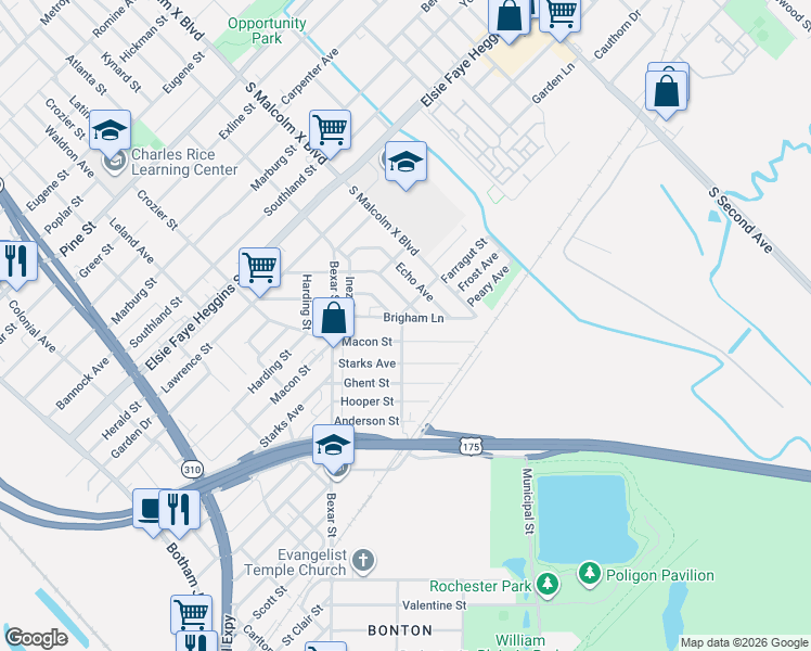 map of restaurants, bars, coffee shops, grocery stores, and more near 2715 Macon Street in Dallas