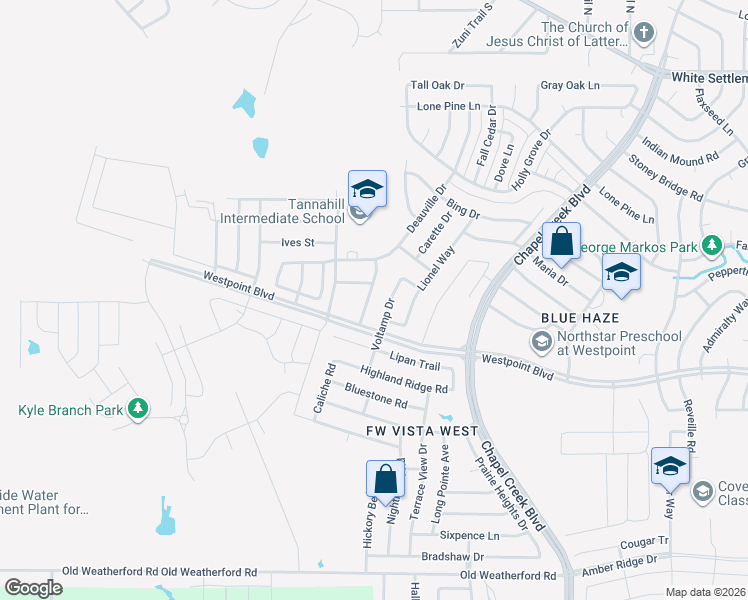 map of restaurants, bars, coffee shops, grocery stores, and more near 835 Village Point Lane in Fort Worth