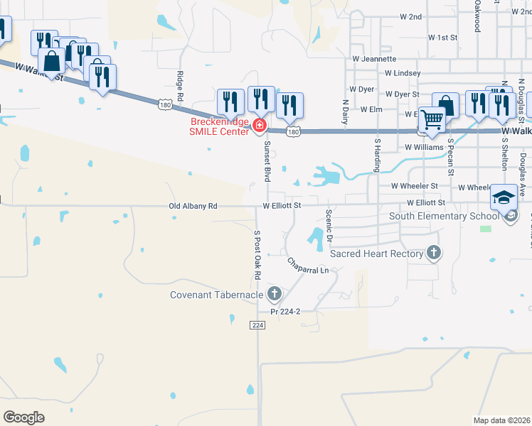 map of restaurants, bars, coffee shops, grocery stores, and more near 1901 West Elliott Street in Breckenridge