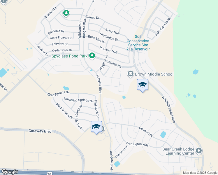 map of restaurants, bars, coffee shops, grocery stores, and more near 1711 Warrington Way in Forney