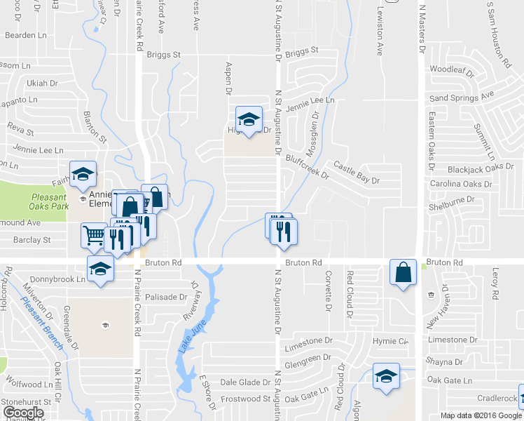 map of restaurants, bars, coffee shops, grocery stores, and more near 9498 Olde Towne Row in Dallas
