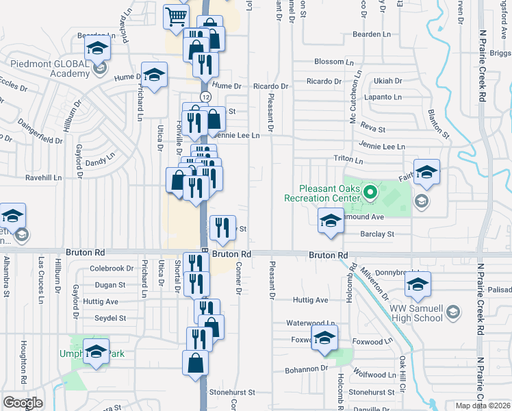 map of restaurants, bars, coffee shops, grocery stores, and more near 2222 Lolita Drive in Dallas