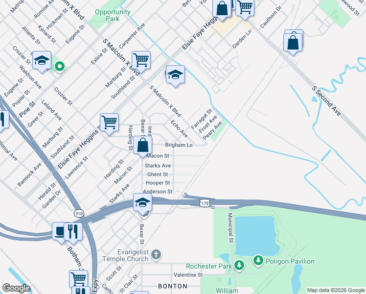 map of restaurants, bars, coffee shops, grocery stores, and more near 2715 Macon Street in Dallas
