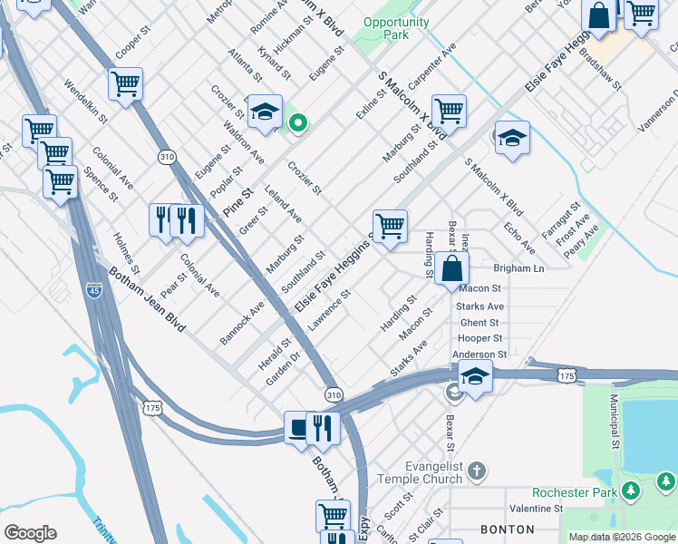 map of restaurants, bars, coffee shops, grocery stores, and more near in Dallas