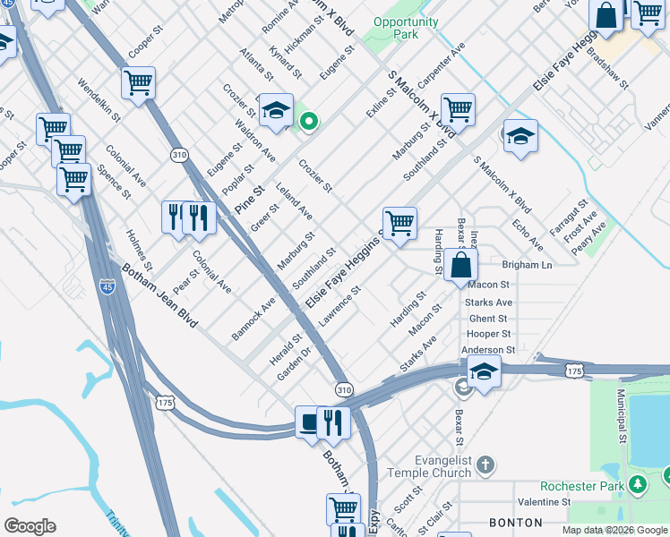 map of restaurants, bars, coffee shops, grocery stores, and more near in Dallas