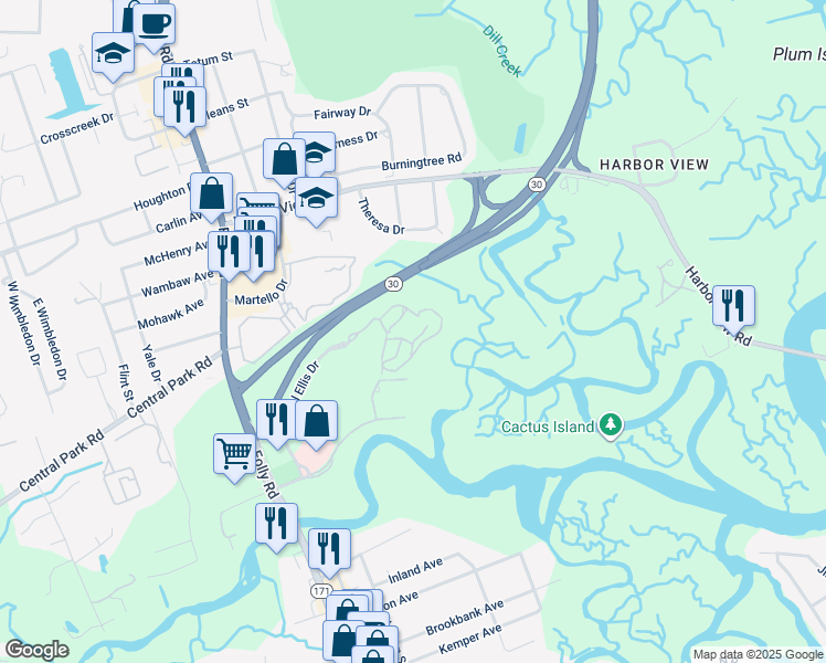 map of restaurants, bars, coffee shops, grocery stores, and more near 9 Daniel Ellis Drive in Charleston