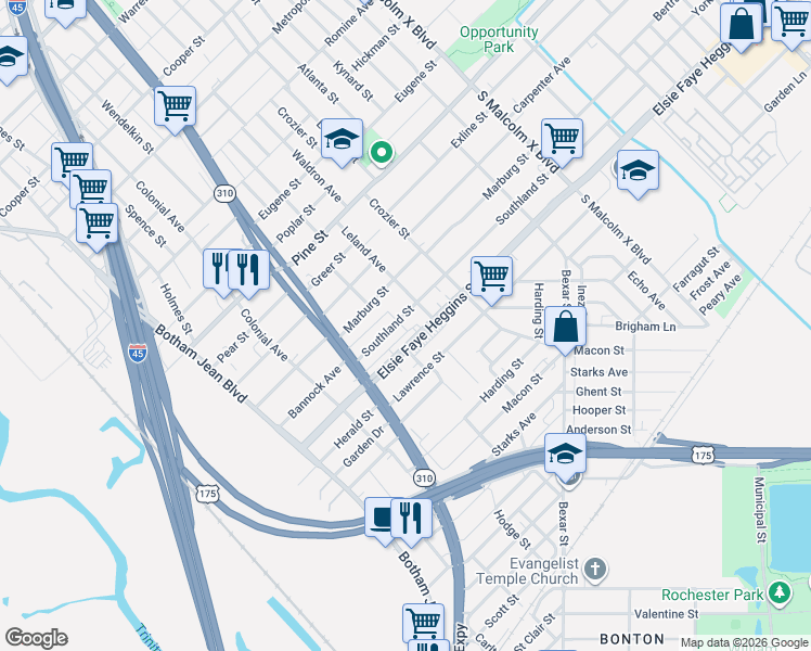 map of restaurants, bars, coffee shops, grocery stores, and more near in Dallas