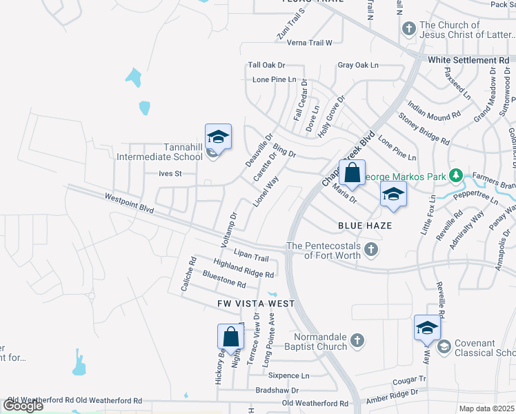 map of restaurants, bars, coffee shops, grocery stores, and more near 832 Lionel Way in Fort Worth