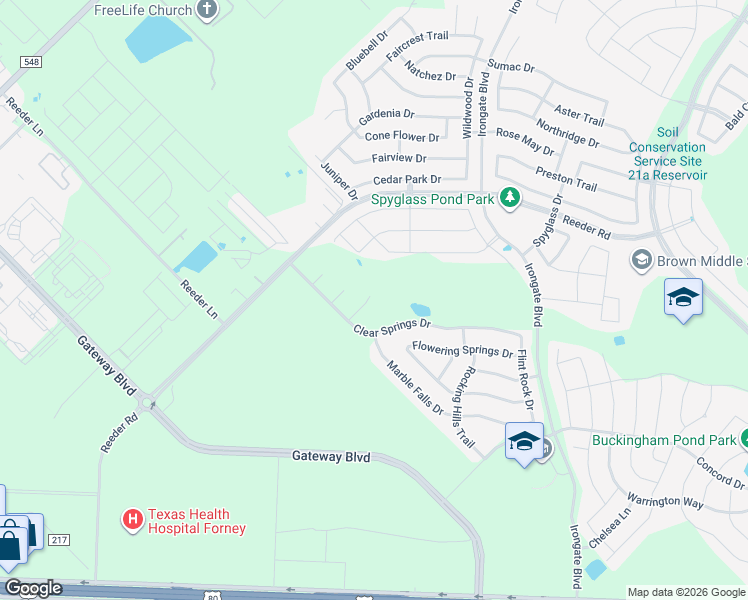 map of restaurants, bars, coffee shops, grocery stores, and more near 3008 Whitetail Circle in Forney