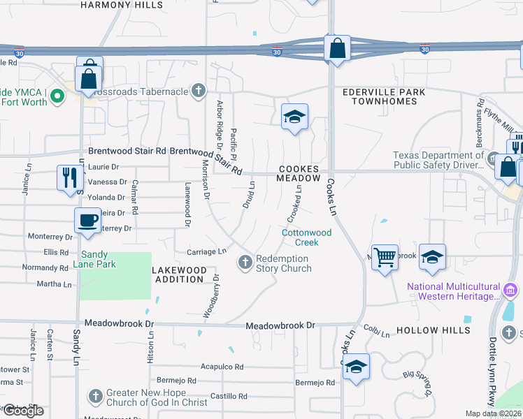 map of restaurants, bars, coffee shops, grocery stores, and more near in Fort Worth