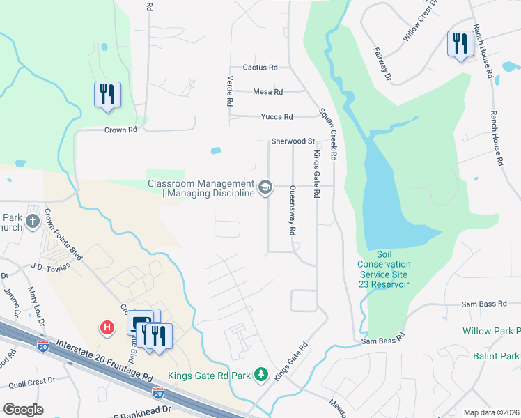 map of restaurants, bars, coffee shops, grocery stores, and more near 616 Knightsbridge Road in Willow Park