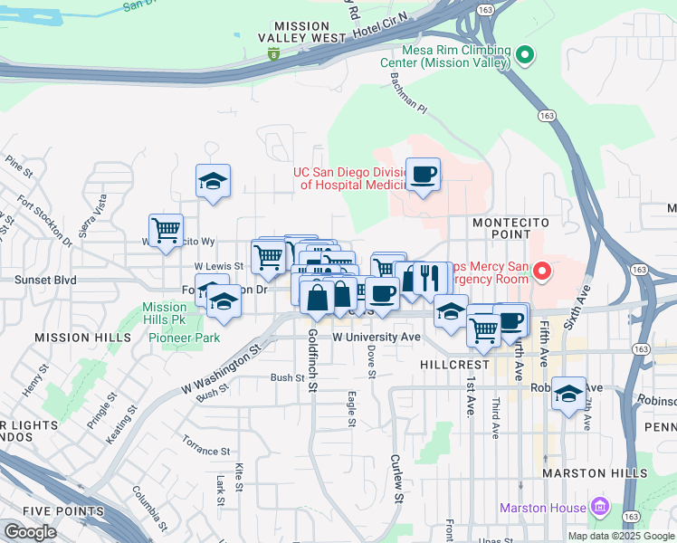 map of restaurants, bars, coffee shops, grocery stores, and more near 4063 Eagle Street in San Diego