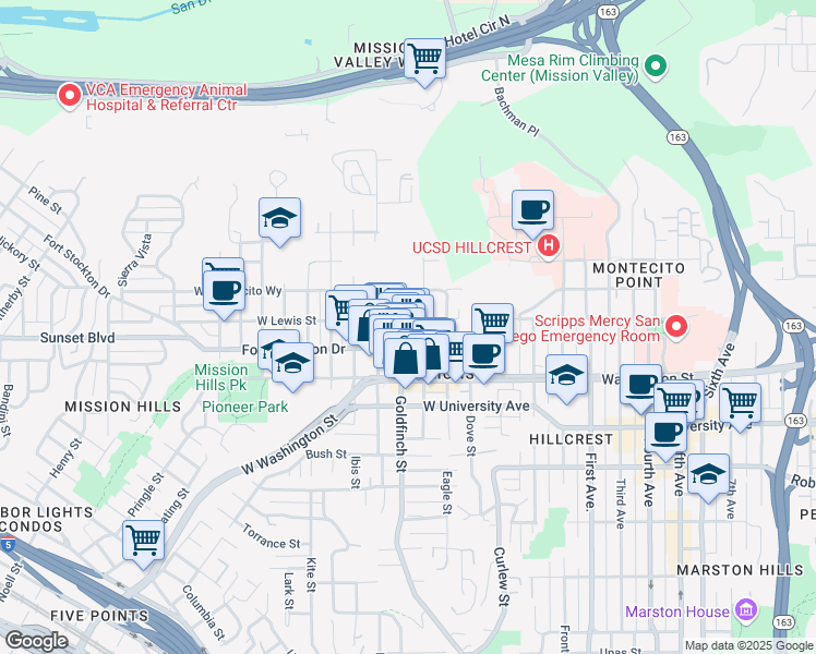 map of restaurants, bars, coffee shops, grocery stores, and more near 818 Fort Stockton Drive in San Diego