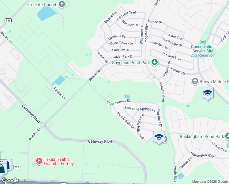 map of restaurants, bars, coffee shops, grocery stores, and more near 3010 Whitetail Circle in Forney