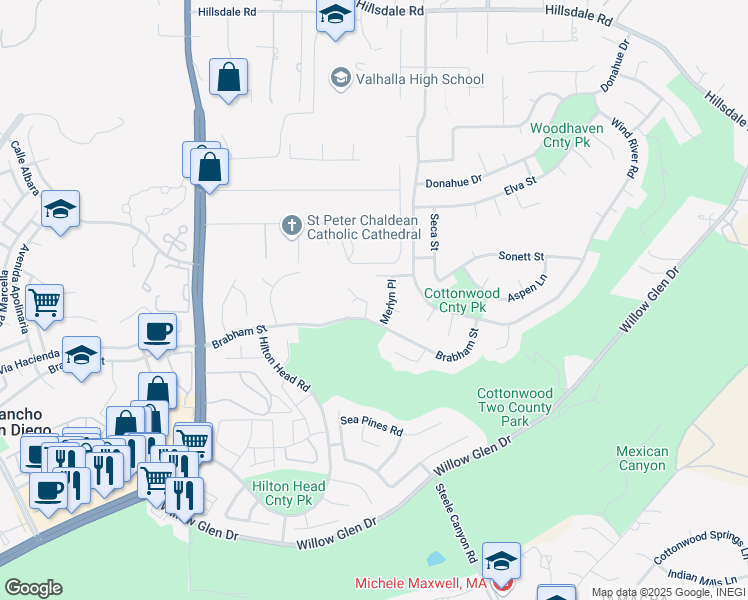 map of restaurants, bars, coffee shops, grocery stores, and more near 1602 Mirage Court in El Cajon