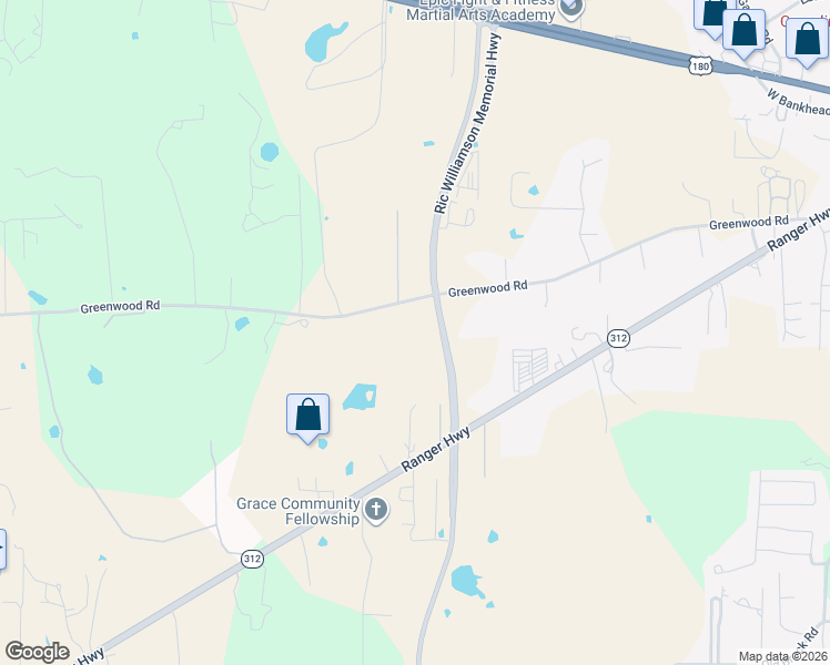 map of restaurants, bars, coffee shops, grocery stores, and more near 1889 Greenwood Road in Weatherford