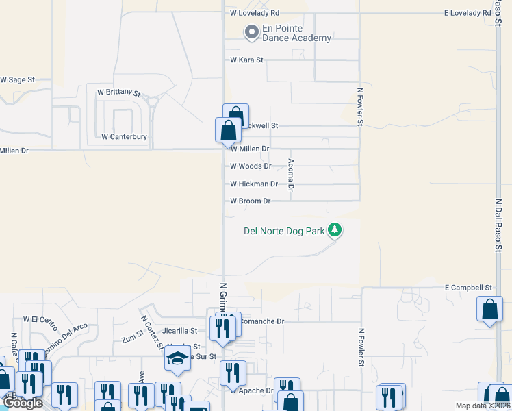 map of restaurants, bars, coffee shops, grocery stores, and more near 629 West Hickman Drive in Hobbs