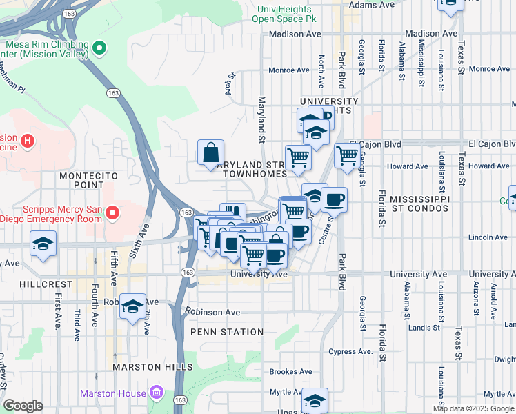 map of restaurants, bars, coffee shops, grocery stores, and more near 1288 Johnson Avenue in San Diego
